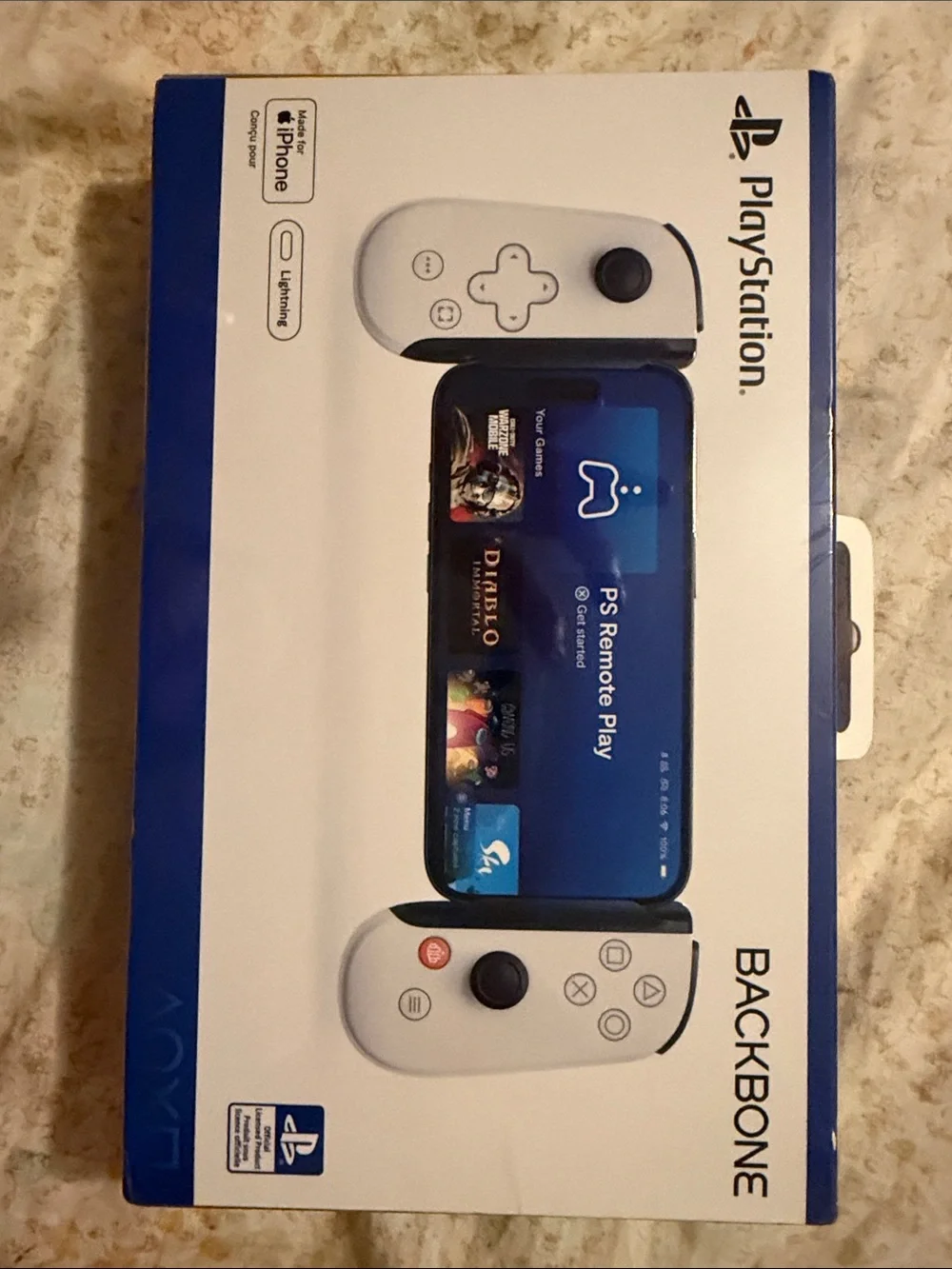Sony Backbone Mobile Controller — White with Blue Accents